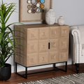 Baxton Studio Darien Modern and Contemporary Natural Brown Finished Wood and Black Metal 2Door Storage Cabinet 213-12461-ZORO